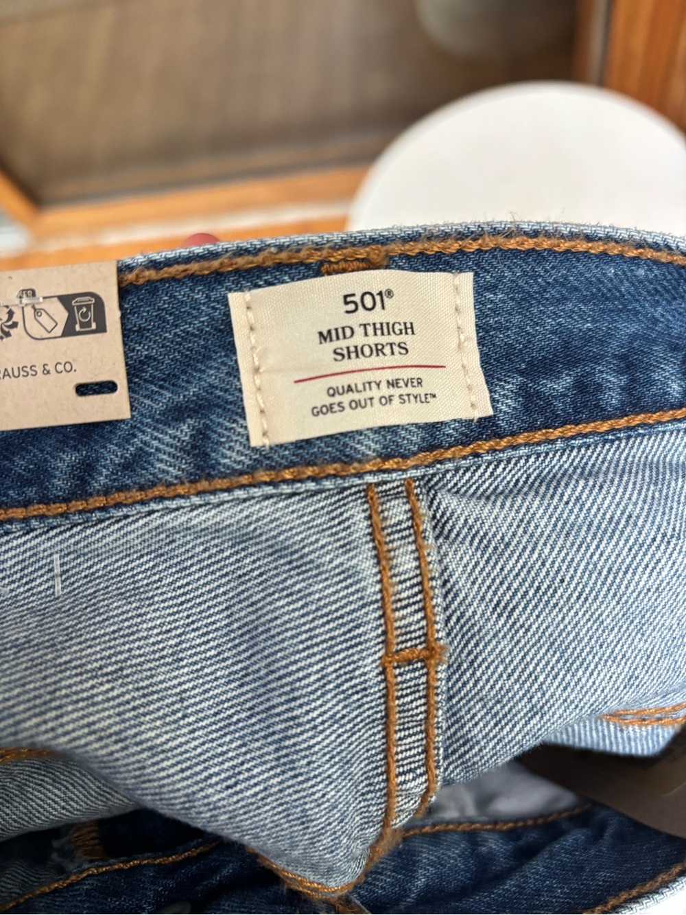 Levi's Light Blue Distressed 501 Mid-Thigh Denim Shorts - Picture 10 of 10
